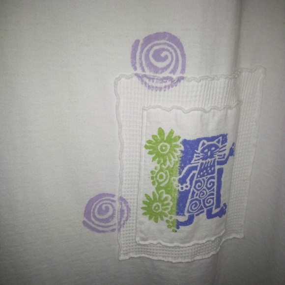 Vintage 90's Focus 2 Piece Dress Set White with Cat Theme Size L - Picture 8 of 15